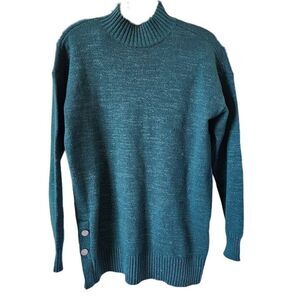 Lauren Conrad small emerald green shimmer metallic high neck sweater